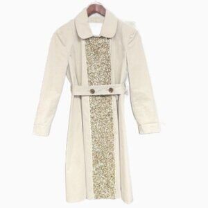 Gryphon Beaded Tan Beige Trench Coat (Medium)